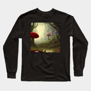 Watercolor Mushroom Planet Long Sleeve T-Shirt